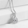 18k White Gold Plated 925 Sterling Silver White Sapphire Round Drop Pendant Necklace for Women