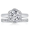 Halo Flower White Sapphire Bridal Set - 925 Sterling Silver Wedding Rings