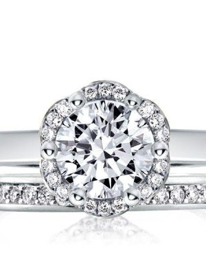 Halo Flower White Sapphire Bridal Set - 925 Sterling Silver Wedding Rings