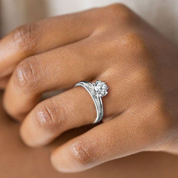 Halo Flower White Sapphire Bridal Set - 925 Sterling Silver Wedding Rings
