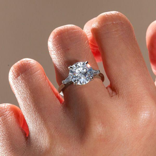 Emerald Cut Three Stone Ring - 925 Sterling Silver