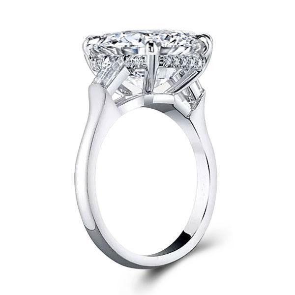 Emerald Cut Three Stone Ring - 925 Sterling Silver