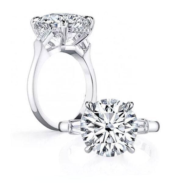 Emerald Cut Three Stone Ring - 925 Sterling Silver