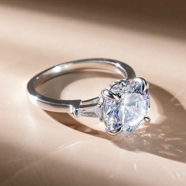 Emerald Cut Three Stone Ring - 925 Sterling Silver