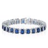 Blue & White Sapphire Alternating Sterling Silver Tennis Bracelet - 6, 7, 8, 9 inches