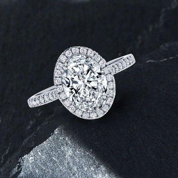 Oval Cut Sterling Silver Engagement Ring - 2.5 Carat Center Stone
