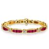 Baguette Cut Ruby Bracelet with Bezel Setting in 18K Gold Plated Sterling Silver
