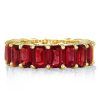 Eternity Wedding Band 8.50 CT TW Golden Emerald Garnet Sterling Silver Ring
