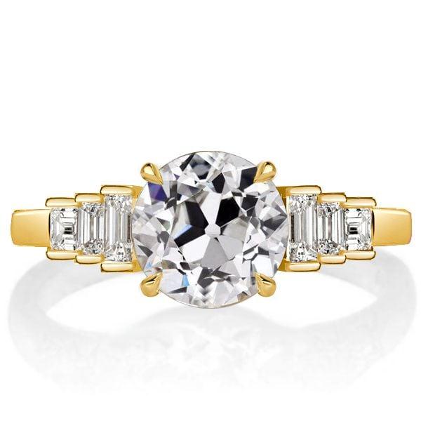 18K Gold Plated Seven Stone Round Cut Engagement Ring with 2.0 CT Center Stone
