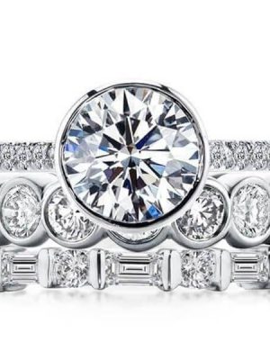 Sterling Silver Engagement Ring Stackable Band Set - 8.91 CT. TW.
