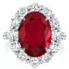 Halo Oval Garnet Engagement Ring - Sterling Silver