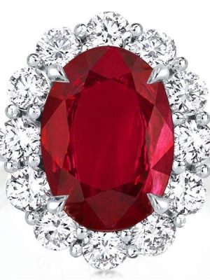 Halo Oval Garnet Engagement Ring - Sterling Silver