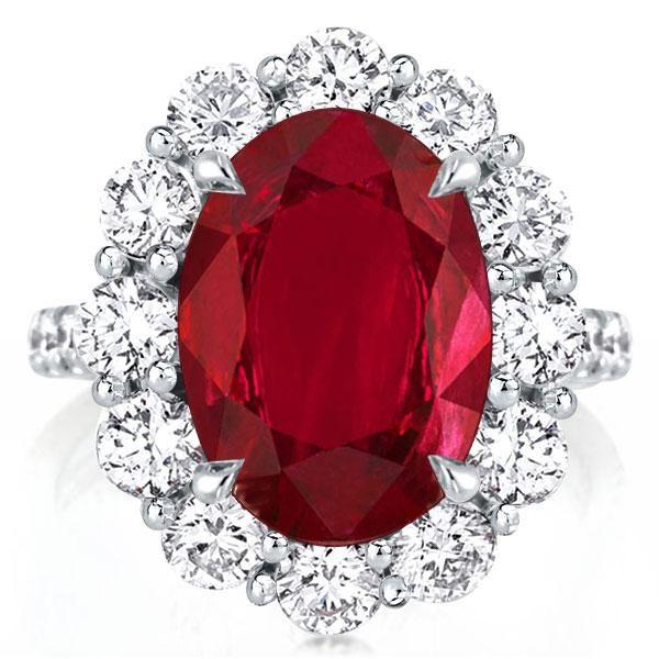 Halo Oval Garnet Engagement Ring - Sterling Silver