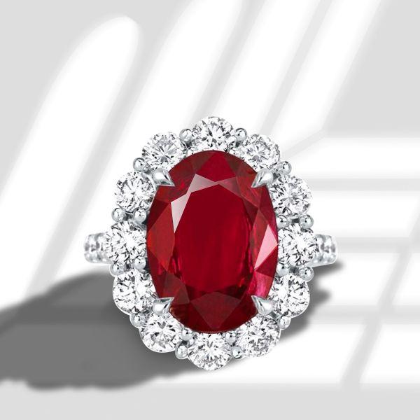Halo Oval Garnet Engagement Ring - Sterling Silver