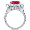 Halo Oval Garnet Engagement Ring - Sterling Silver