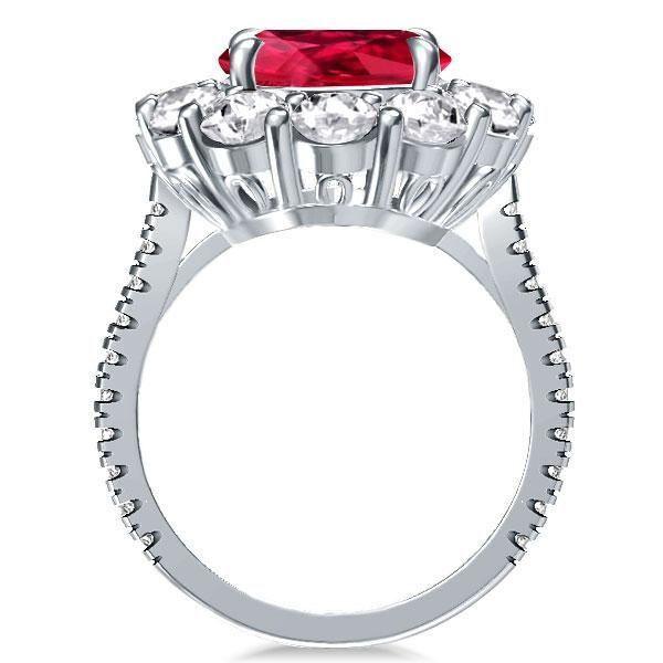 Halo Oval Garnet Engagement Ring - Sterling Silver