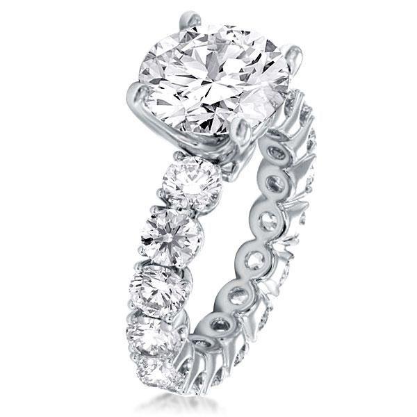 Eternity Prong Sterling Silver Round Cut Engagement Ring - 3.87 CT Center Stone