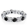 Black & White Sapphire Eternity Wedding Band - Sterling Silver