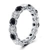 Black & White Sapphire Eternity Wedding Band - Sterling Silver