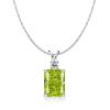 Emerald Cut Peridot Pendant Necklace for Women - Sterling Silver