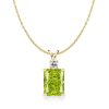 Emerald Cut Peridot Pendant Necklace for Women - Sterling Silver