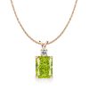 Emerald Cut Peridot Pendant Necklace for Women - Sterling Silver