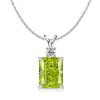 Emerald Cut Peridot Pendant Necklace for Women - Sterling Silver