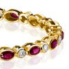 18K Gold Plated Ruby Tennis Bracelet for Women | Oval Cut Gemstones | 5.69 CT. TW