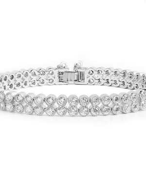 Double Row Sterling Silver Tennis Bracelet - Sparkly Cubic Zirconia