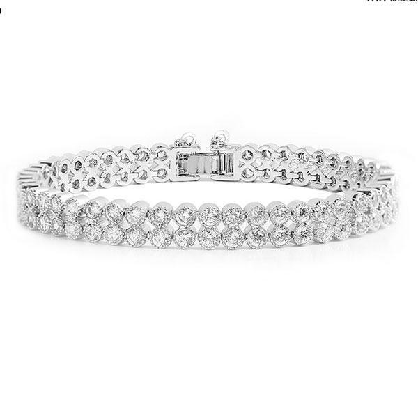 Double Row Sterling Silver Tennis Bracelet - Sparkly Cubic Zirconia