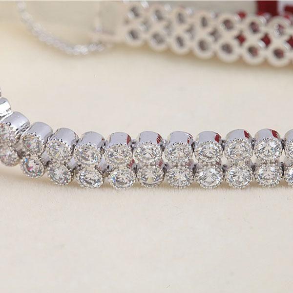 Double Row Sterling Silver Tennis Bracelet - Sparkly Cubic Zirconia
