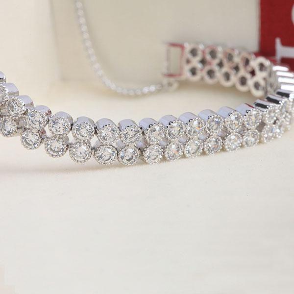 Double Row Sterling Silver Tennis Bracelet - Sparkly Cubic Zirconia