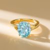 Bypass Oval Aquamarine Engagement Ring in 18K Gold Plated Sterling Silver