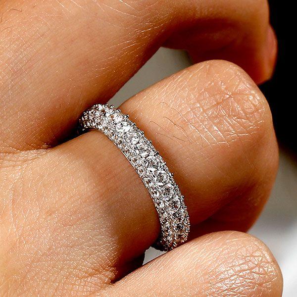 Eternity Created White Sapphire Wedding Band - Sterling Silver