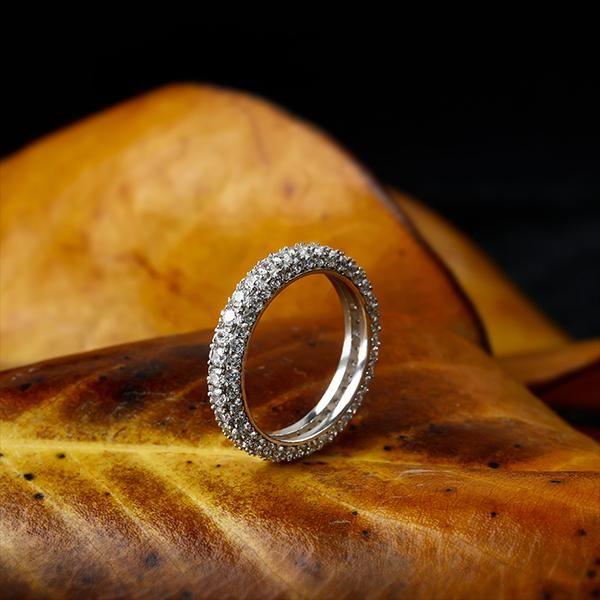 Eternity Created White Sapphire Wedding Band - Sterling Silver