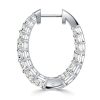 Graduated Oval Hoop Earrings for Women in Sterling Silver with 1.46 CT. TW. Accent Stones