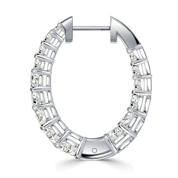 Graduated Oval Hoop Earrings for Women in Sterling Silver with 1.46 CT. TW. Accent Stones