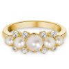 Vintage Pearl Wedding Band - 925 Sterling Silver Half Eternity Ring