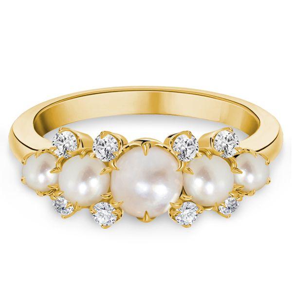 Vintage Pearl Wedding Band - 925 Sterling Silver Half Eternity Ring
