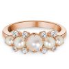 Vintage Pearl Wedding Band - 925 Sterling Silver Half Eternity Ring