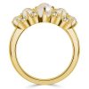 Vintage Pearl Wedding Band - 925 Sterling Silver Half Eternity Ring