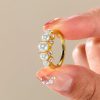 Vintage Pearl Wedding Band - 925 Sterling Silver Half Eternity Ring