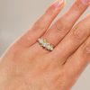 Vintage Pearl Wedding Band - 925 Sterling Silver Half Eternity Ring
