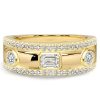 18K Gold Plated Sterling Silver Emerald & Round Cut Half Eternity Band Ring (1.04 CT. TW.)