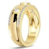 18K Gold Plated Sterling Silver Emerald & Round Cut Half Eternity Band Ring (1.04 CT. TW.)