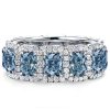 Blue Topaz Eternity Band Ring - Cushion Cut - 925 Sterling Silver
