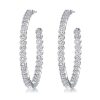 White Sapphire Hoop Earrings - Sterling Silver Milgrain Bezel Set - 5 Carat Total Weight