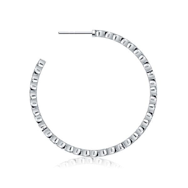 White Sapphire Hoop Earrings - Sterling Silver Milgrain Bezel Set - 5 Carat Total Weight
