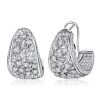 Sterling Silver Round & Princess Cut Hoop Earrings with Omega Backs