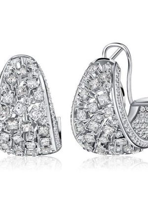 Sterling Silver Round & Princess Cut Hoop Earrings with Omega Backs